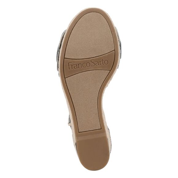 Franco Sarto Clemens Espadrille Sandal Denim Flower Ankle Strap Platform Wedge 7 - Picture 9 of 11